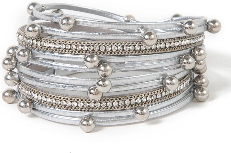 Rantanto Braid Leather Wrap Bracelet Trendy Stackable Crystal Cuff Boho Gold Heart Bracelet Jewelry Gift For Women - Image 1